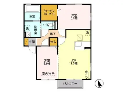 エミールIII(2LDK/1階)の間取り写真