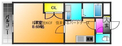 レ・クルール(1K/1階)の間取り写真