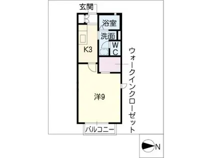 愛知環状鉄道 三河上郷駅 徒歩3分 2階建 築23年(1K/2階)の間取り写真