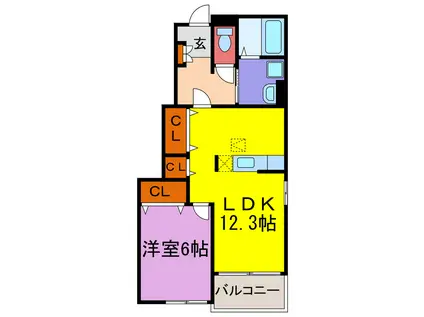 メゾンプラースIII(1LDK/1階)の間取り写真