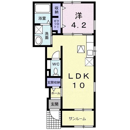 ベルファミーユ I(1LDK/1階)の間取り写真