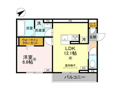 アルタ若竹ビュー(1LDK/2階)の間取り写真