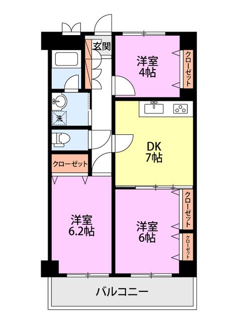 ロイヤル千歳21(3DK/4階)の間取り写真