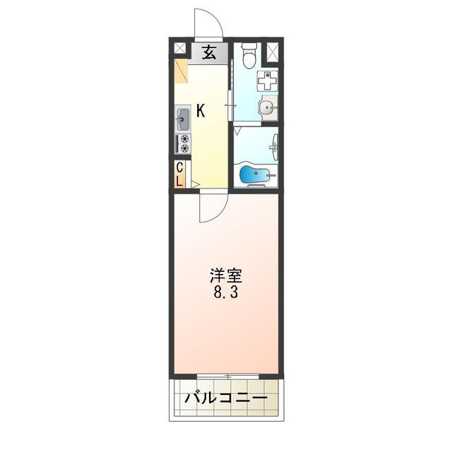 HRフロントリーガル平野(1K/8階)の間取り写真