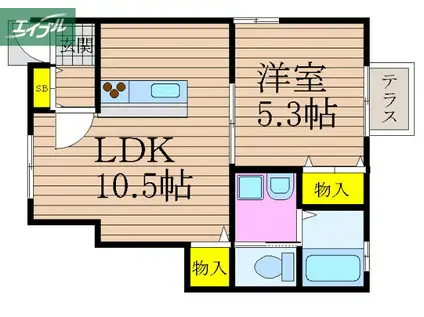ARANCIA青江C(1LDK/1階)の間取り写真