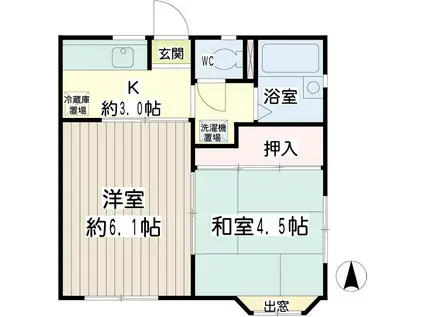 明星荘(2K/1階)の間取り写真