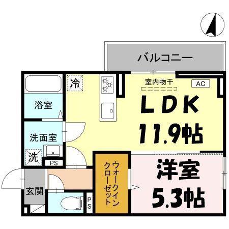 SOPHIA Ⅱ A(1LDK/1階)の間取り写真