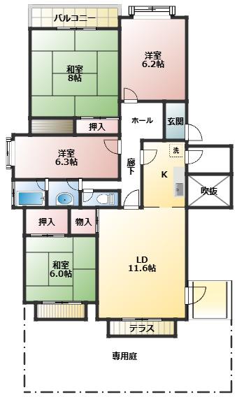 北柏ライフタウン5 1 17(4LDK/1階)の間取り写真