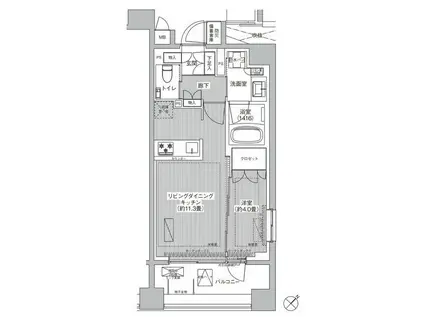 イニシア築地レジデンス(1LDK/7階)の間取り写真