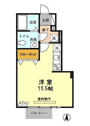 プチ プレジオ(ワンルーム/1階)の間取り写真