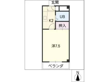 サンピアカワイ(1K/3階)の間取り写真
