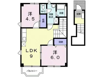 チャレロ21三番館C棟(2LDK/2階)の間取り写真