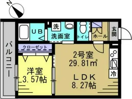 グランデ新検見川(1LDK/1階)の間取り写真