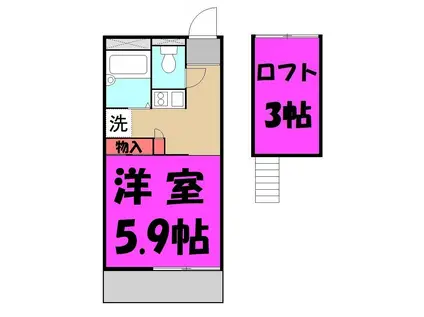 ＪＲ埼京線 大宮駅(埼玉) 徒歩12分 3階建 築26年(1K/3階)の間取り写真