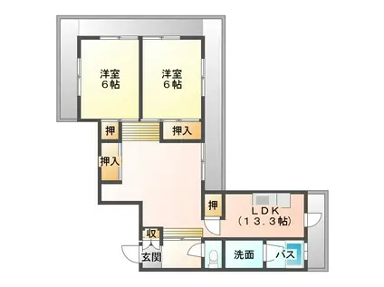 ル・グランしじま(2LDK/3階)の間取り写真