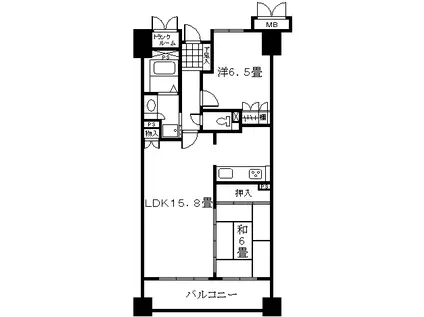 サーパス騎射場1303(2LDK/13階)の間取り写真