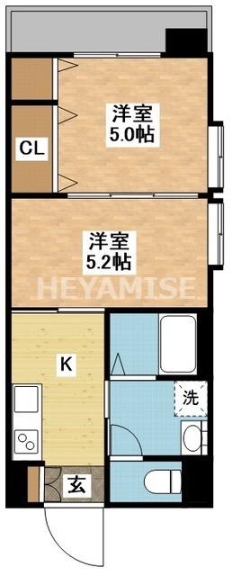 スカイコート西山(2K/7階)の間取り写真
