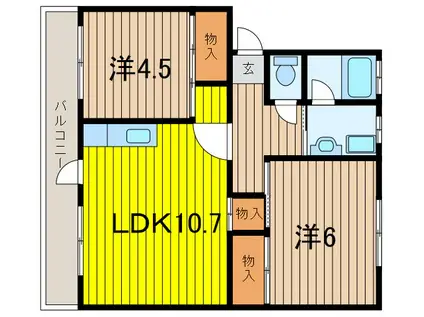 コーポラス日和(2LDK/3階)の間取り写真
