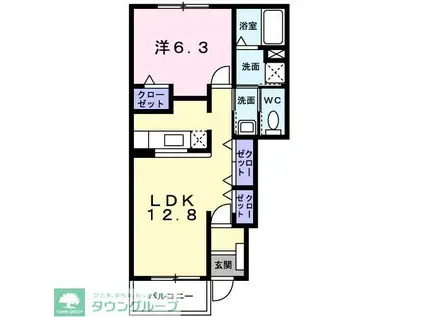 メルシープラザIV(1LDK/1階)の間取り写真