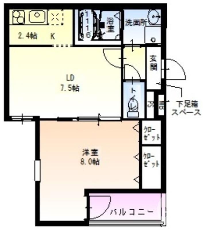 フジパレス堺大浜中町(1LDK/1階)の間取り写真