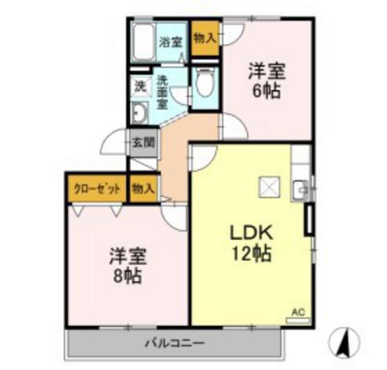 エクシード平野A棟(2LDK/1階)の間取り写真