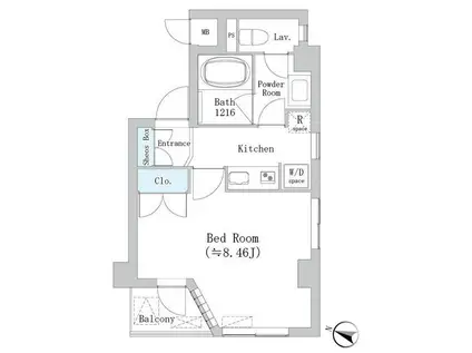 リペリアン中目黒(1K/1階)の間取り写真