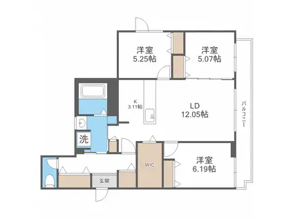 BLANC旭ヶ丘(3LDK/2階)の間取り写真