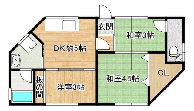 COZY板宿(3DK/2階)の間取り写真