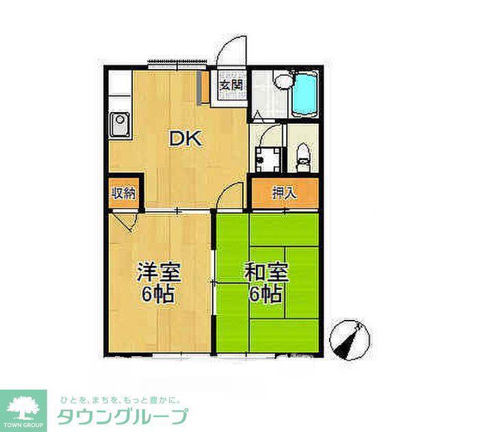 柏ハイム(2DK/1階)の間取り写真