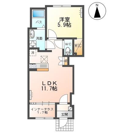 コンテント(1LDK/1階)の間取り写真