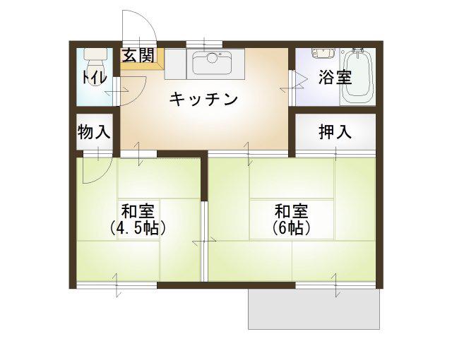 第1コーポキリン(2K/1階)の間取り写真