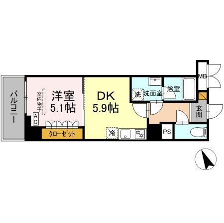 GRAND VILLAGE(1DK/6階)の間取り写真
