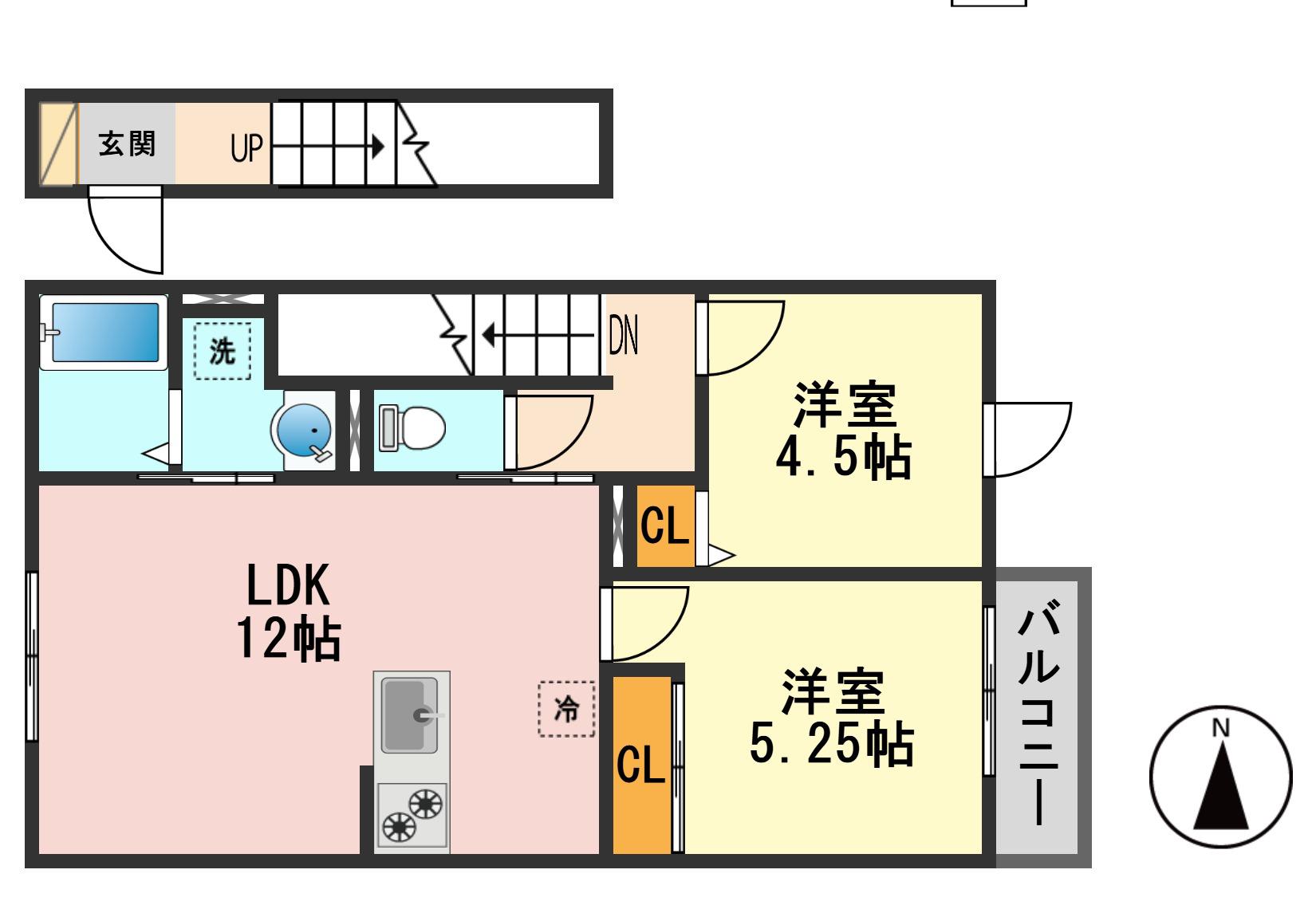 カーム カモミール(2LDK/2階)の間取り写真
