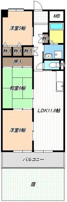 ポートシティ高木II(3LDK/1階)の間取り写真
