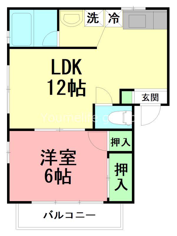 クイーンズ3(1LDK/2階)の間取り写真