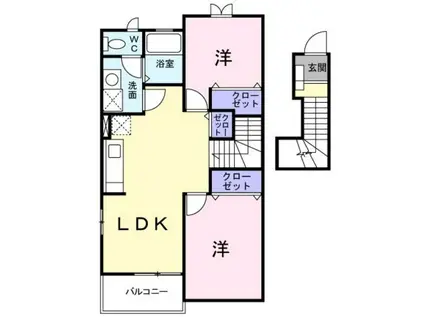 グランデパインヒルズB(2LDK/2階)の間取り写真