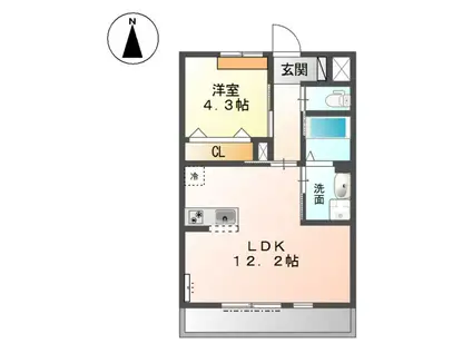 サンプレイス(1LDK/1階)の間取り写真