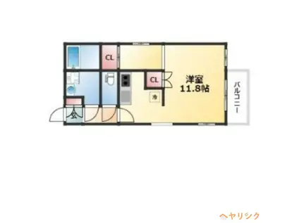 RADIANCE白壁(ワンルーム/3階)の間取り写真