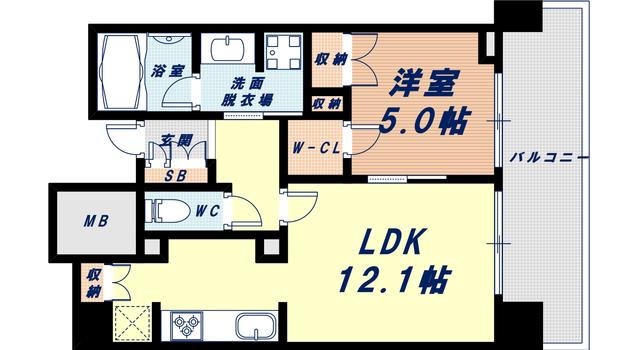 なんばグランドマスターズタワー(1LDK/3階)の間取り写真