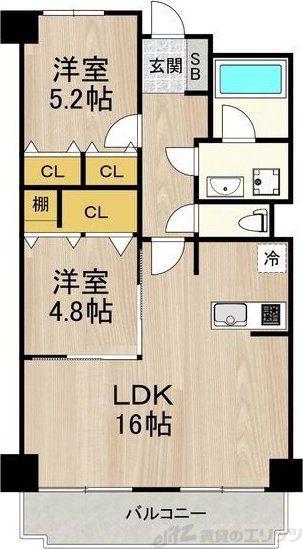 インプルーブ天満橋(2LDK/7階)の間取り写真