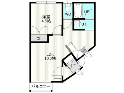 マンションノースロード(1LDK/1階)の間取り写真