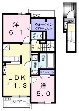 クロスロード・シン(2LDK/2階)の間取り写真