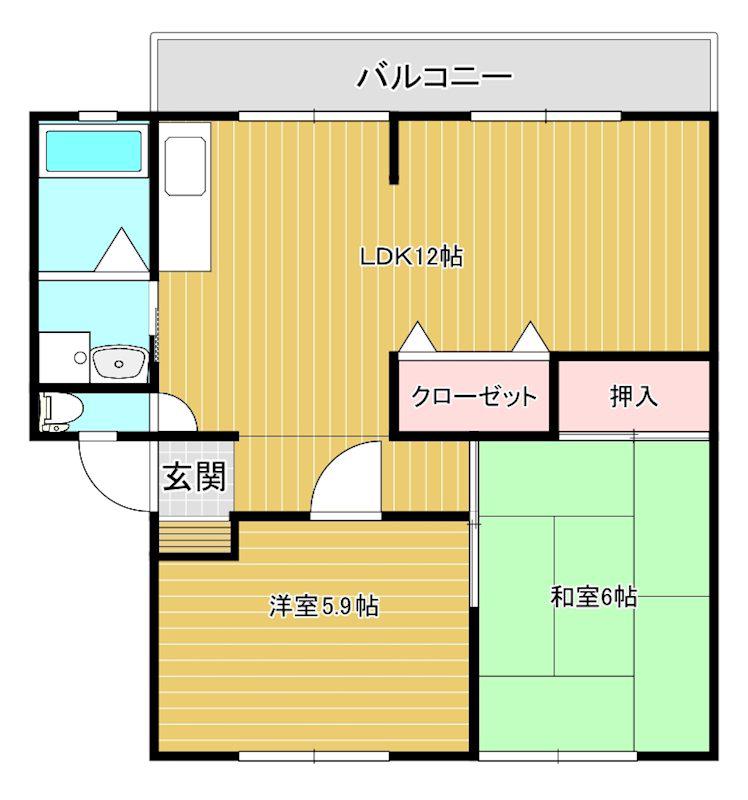 サンビレッジ・ピュアI C棟(2LDK/1階)の間取り写真