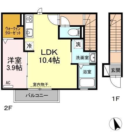 STAY GOLD(1LDK/2階)の間取り写真