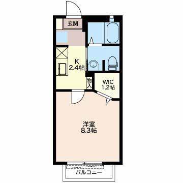 プランドールD(1K/1階)の間取り写真