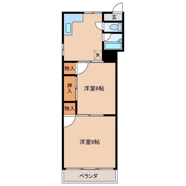 コウシンハイツ(2K/1階)の間取り写真
