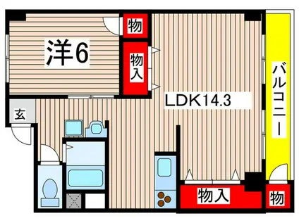 コーポ泉(1LDK/5階)の間取り写真