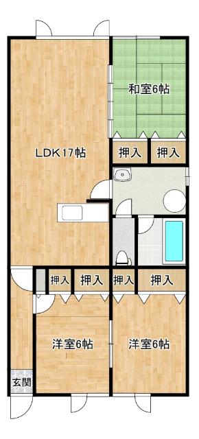 フォーシーズン(3LDK/1階)の間取り写真