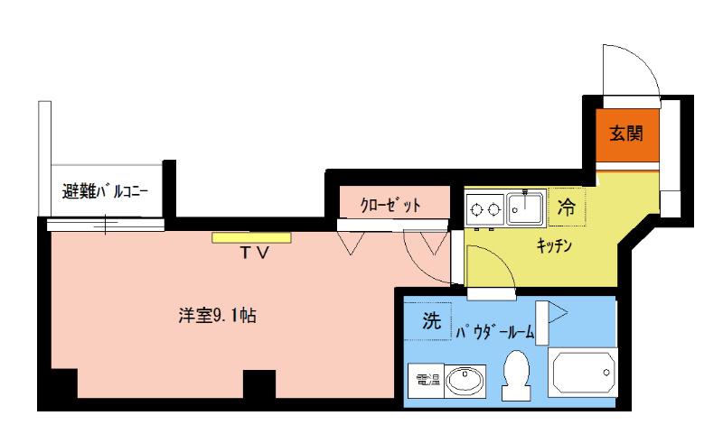 エクロール武蔵藤沢(1K/6階)の間取り写真