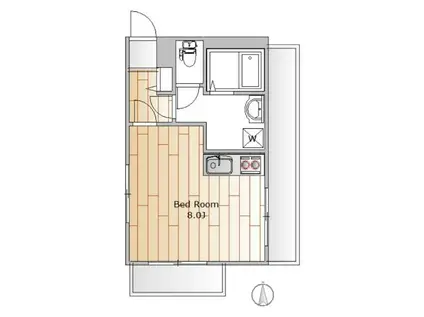 アニール(1K/4階)の間取り写真